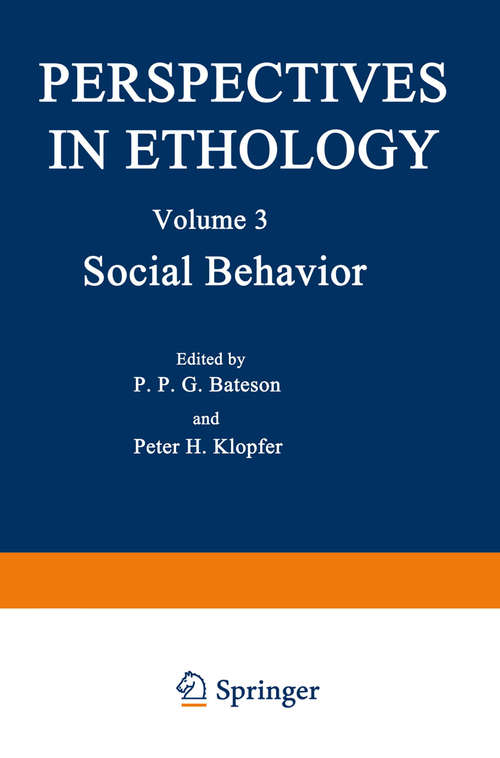 Book cover of Social Behavior (1978) (Perspectives in Ethology #3)