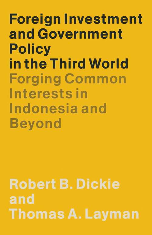 Book cover of Foreign Investment and Government Policy in the Third World (1st ed. 1988)