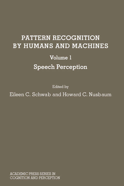 Book cover of Pattern Recognition by Humans and Machines: Speech Perception