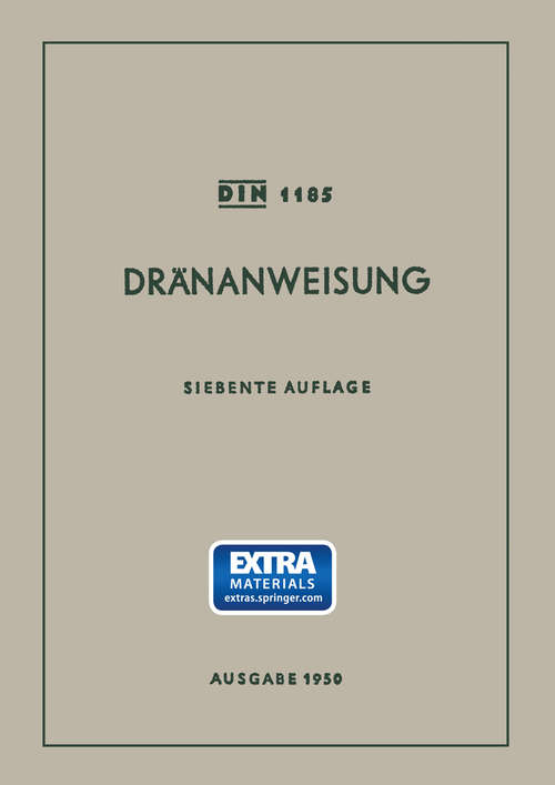 Book cover of Dränanweisung: (pdf) (7. Aufl. 1950)