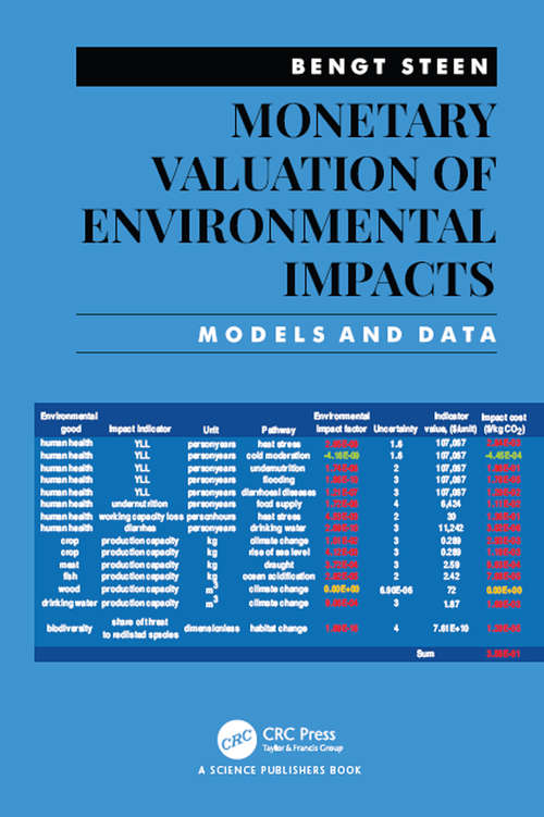 Book cover of Monetary Valuation of Environmental Impacts: Models and Data