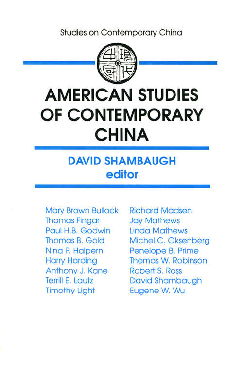 Book cover of American Studies of Contemporary China (Studies On Contemporary China)