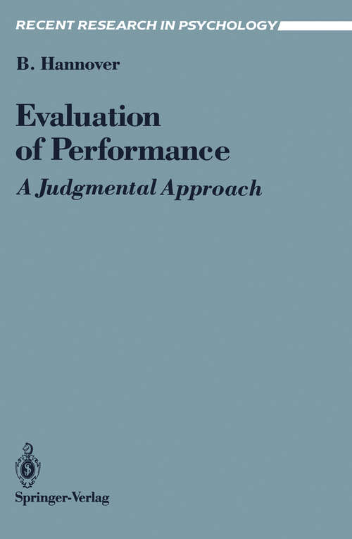 Book cover of Evaluation of Performance: A Judgmental Approach (1988) (Recent Research in Psychology)