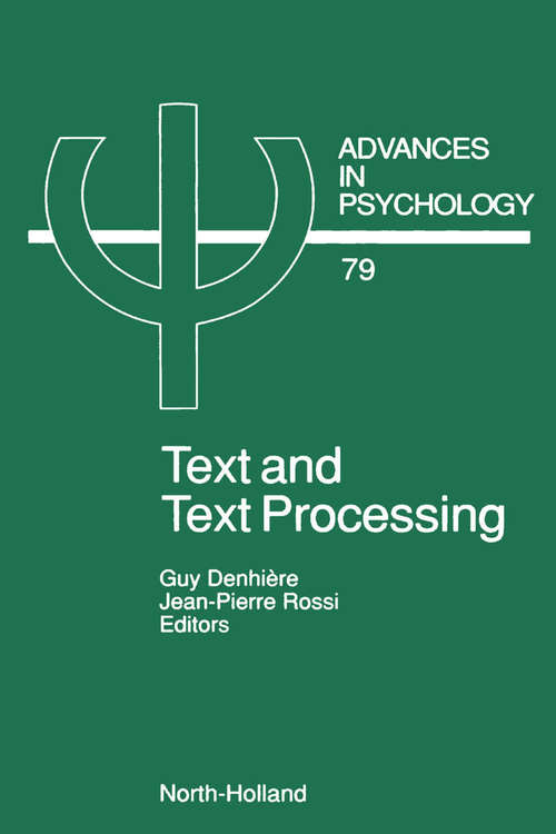 Book cover of Text and Text Processing (ISSN: Volume 79)