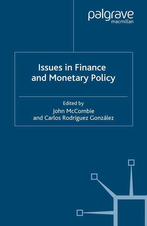 Book cover of Issues in Finance and Monetary Policy (2007)