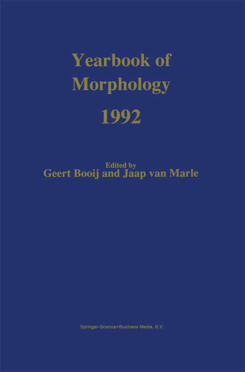 Book cover of Yearbook of Morphology 1992 (1993) (Yearbook of Morphology)