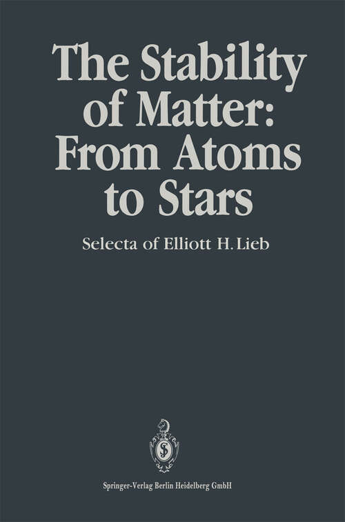 Book cover of The Stability of Matter: Selecta (1991)