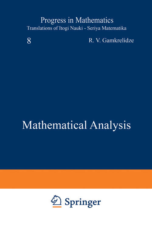 Book cover of Mathematical Analysis (1970) (Progress in Mathematics #8)