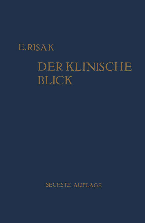 Book cover of Der Klinische Blick (6. Aufl. 1938)