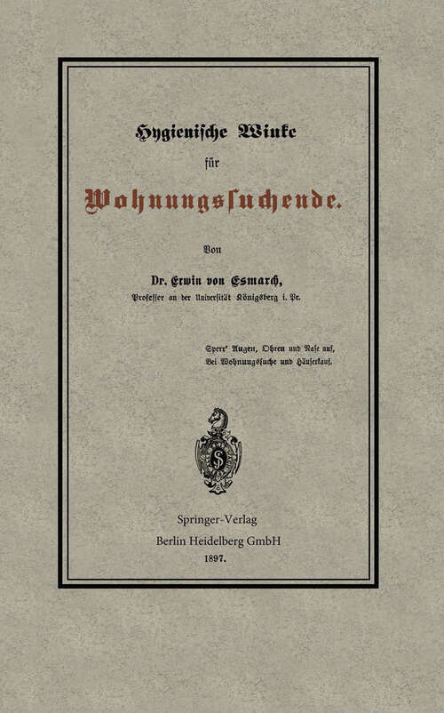 Book cover of Hygienische Winke für Wohnungssuchende (1897)