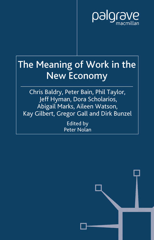 Book cover of The Meaning of Work in the New Economy (2007) (Future of Work)