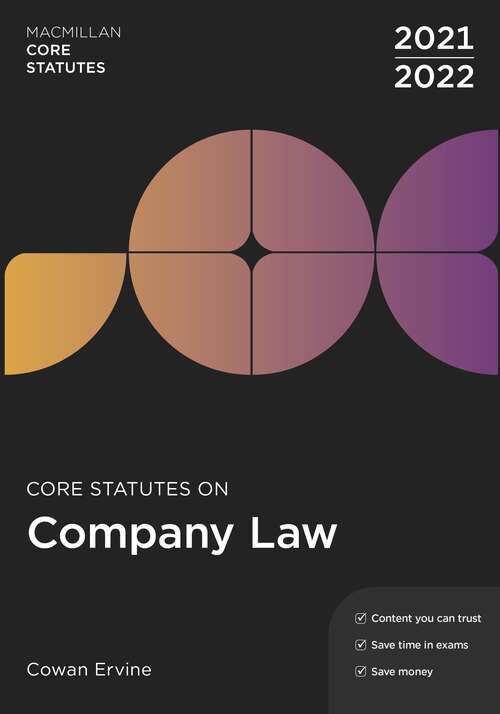 Book cover of Core Statutes on Company Law 2021-22 (Macmillan Core Statutes)
