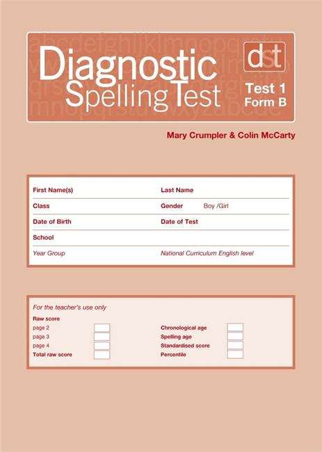 Book cover of Diagnostic Spelling Tests: Test 1 Form B (PDF)