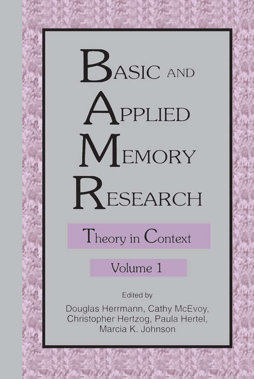Book cover of Basic and Applied Memory Research: Volume 1: Theory in Context; Volume 2: Practical Applications