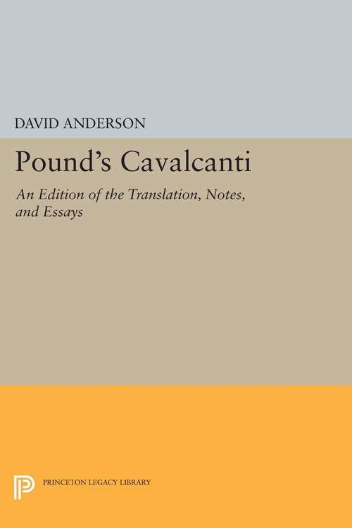 Book cover of Pound's "Cavalcanti": An Edition of the Translation, Notes, and Essays