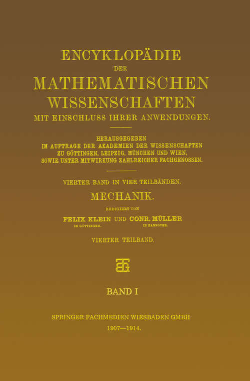 Book cover of Mechanik: Vorlesung, Gehalten In Göttingen 1886/87 (1. Aufl. 1907) (Teubner-archiv Zur Mathematik Ser. #15)
