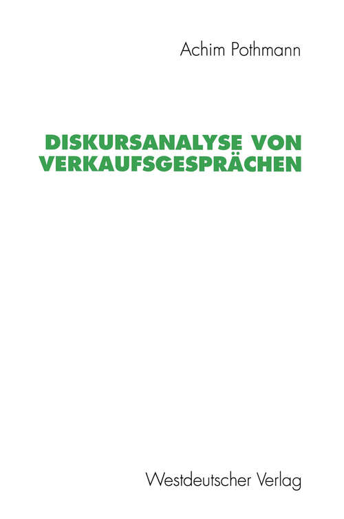 Book cover of Diskursanalyse von Verkaufsgesprächen (1997)