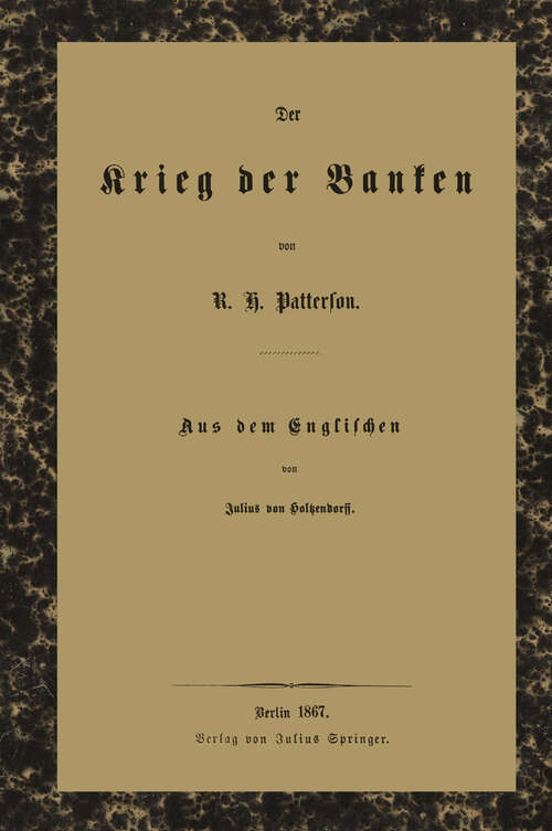 Book cover of Der Krieg der Banken (1867)