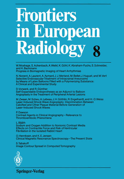 Book cover of Frontiers in European Radiology (1991) (Frontiers in European Radiology #8)