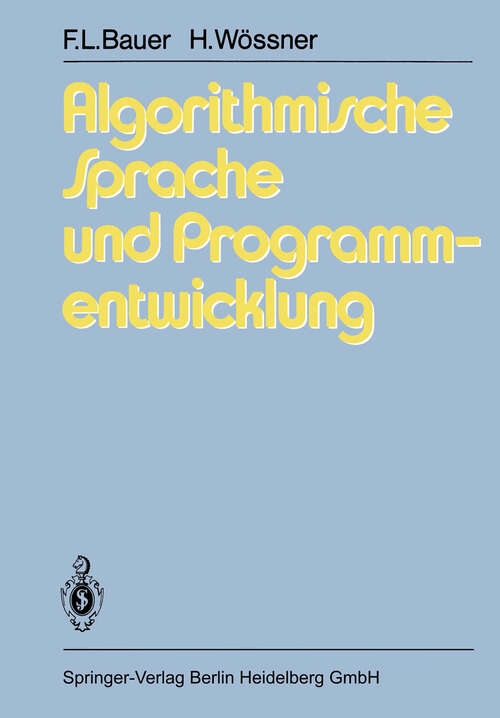 Book cover of Algorithmische Sprache und Programmentwicklung (1981)
