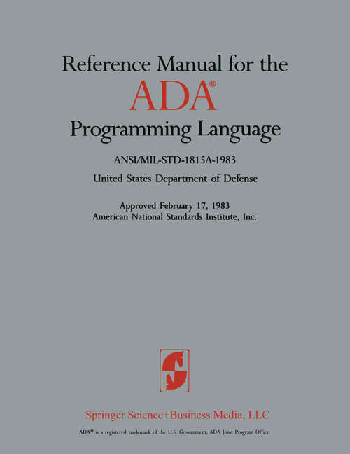 Book cover of Reference Manual for the ADA® Programming Language (1983)