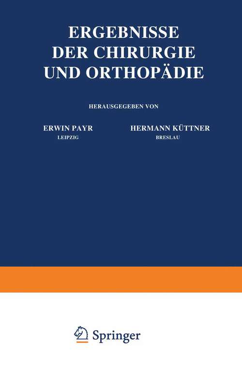 Book cover of Ergebnisse der Chirurgie und Orthopädie: Zwanzigster Band (1927)