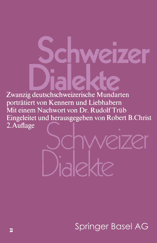 Book cover of Schweizer Dialekte (2. Aufl. 1980)
