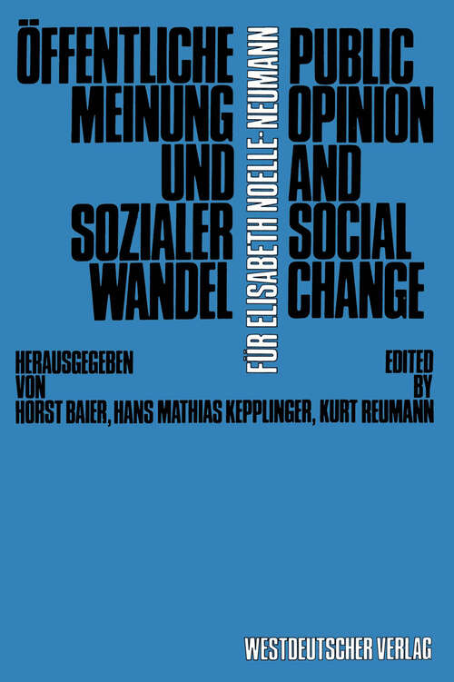 Book cover of Öffentliche Meinung und sozialer Wandel / Public Opinion and Social Change (1981)