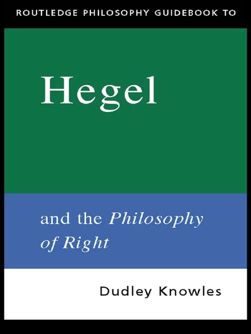 Book cover of Hegel And The Philosophy Of Right (PDF)