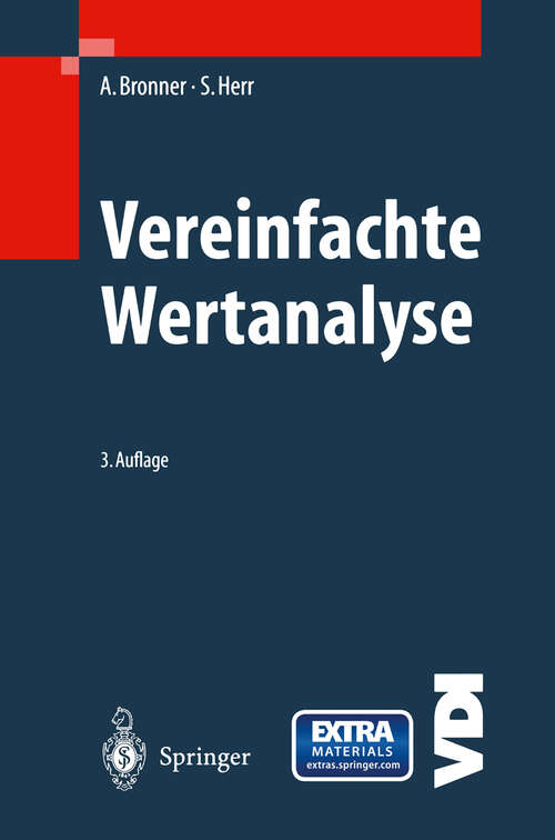 Book cover of Vereinfachte Wertanalyse mit Formularen und CD-ROM (3. Aufl. 2003) (VDI-Buch)