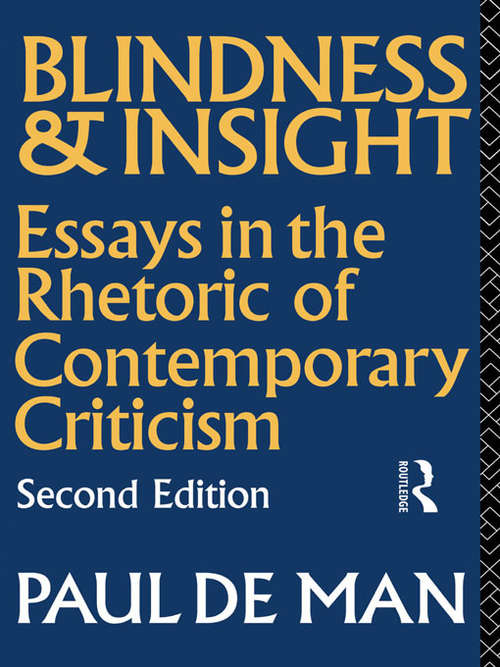 Book cover of Blindness and Insight: Essays in the Rhetoric of Contemporary Criticism
