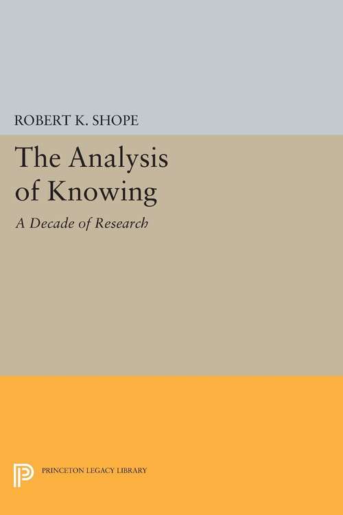 Book cover of The Analysis of Knowing: A Decade of Research