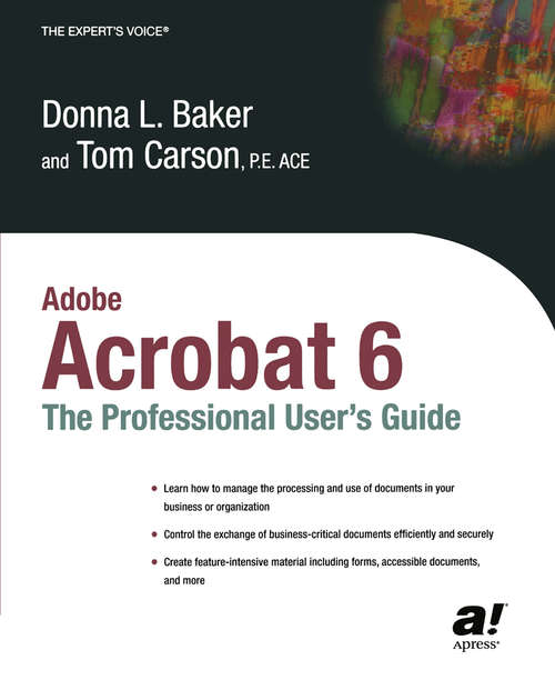 Book cover of Adobe Acrobat 6: The Professional User's Guide (1st ed.)