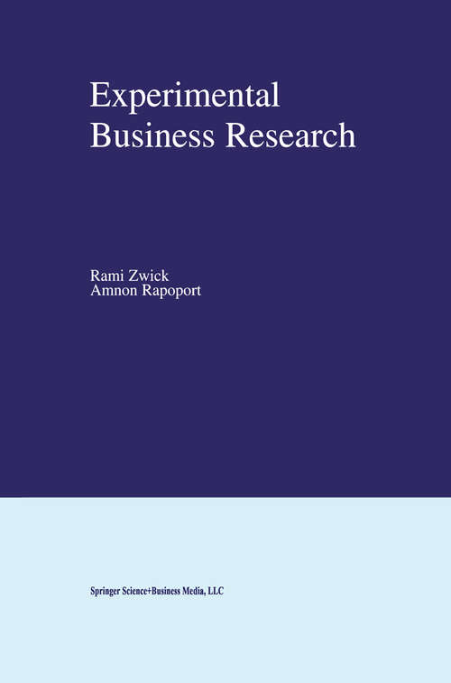 Book cover of Experimental Business Research (2002)