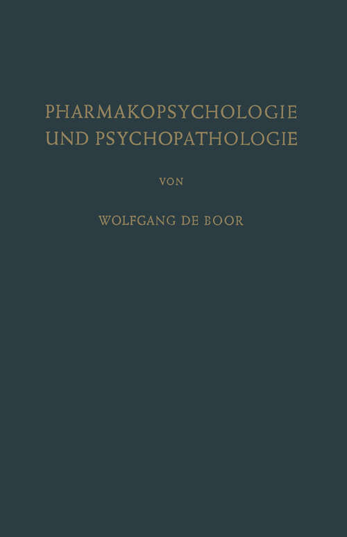 Book cover of Pharmakopsychologie und Psychopathologie (1956)