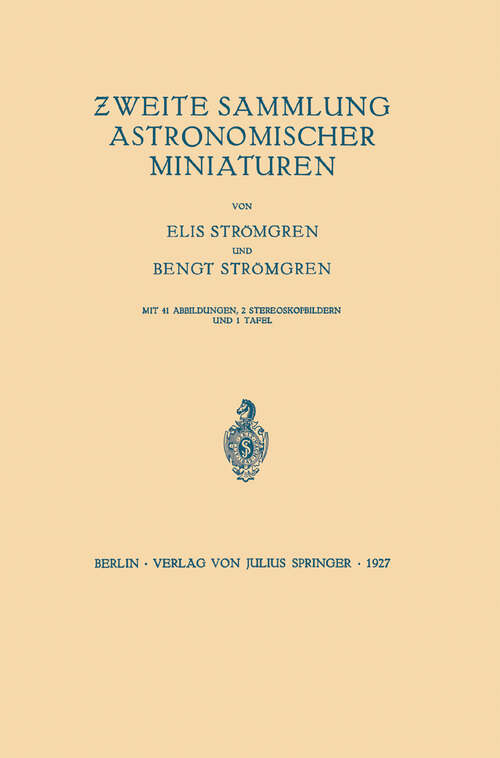 Book cover of Zweite Sammlung Astronomischer Miniaturen (1927)