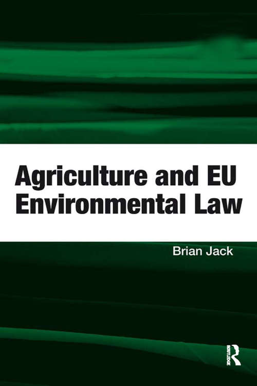 Book cover of Agriculture and EU Environmental Law
