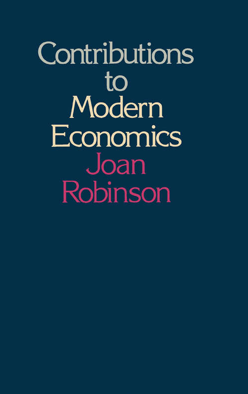 Book cover of Contributions to Modern Economics