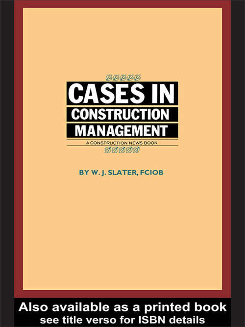 Book cover of Cases in Construction Management