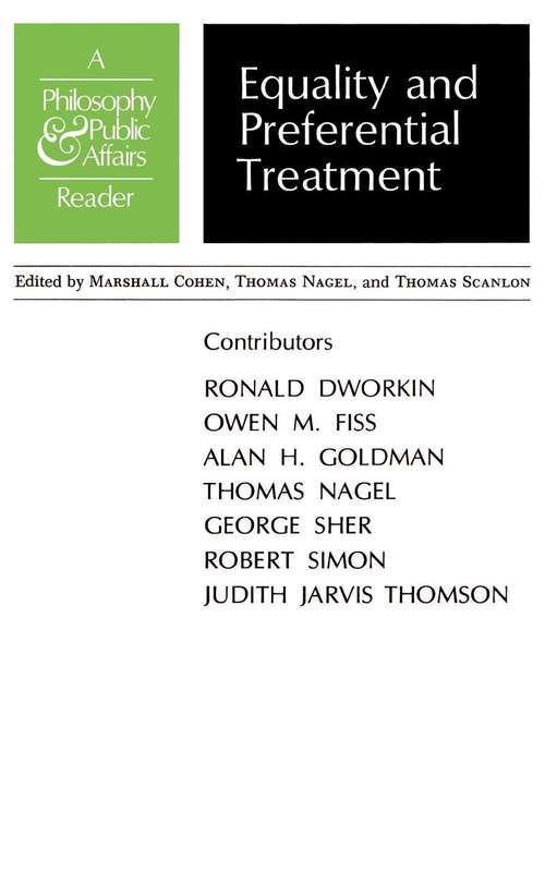 Book cover of Equality and Preferential Treatment: A "Philosophy and Public Affairs" Reader