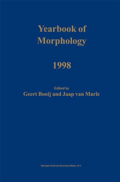 Book cover of Yearbook of Morphology 1998 (1999) (Yearbook of Morphology)