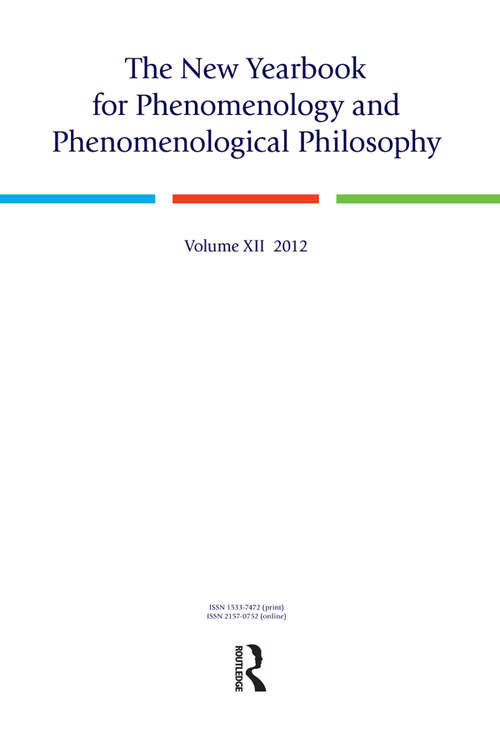 Book cover of The New Yearbook for Phenomenology and Phenomenological Philosophy: Volume 12