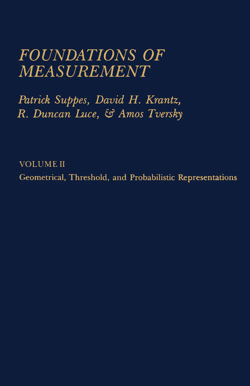 Book cover of Foundations of Measurement: Volume 2
