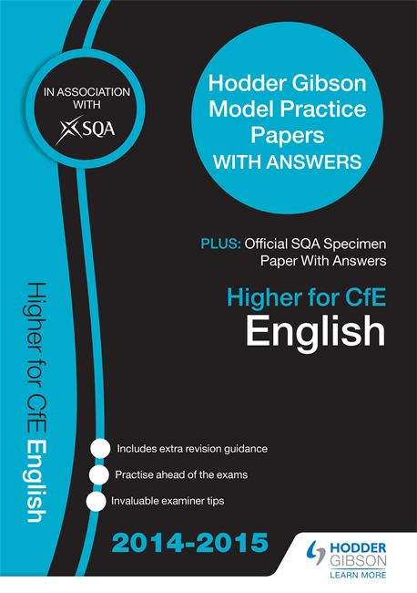 Book cover of SQA Specimen Paper 2014 Higher for CfE English and Hodder Gibson Model Papers (PDF)