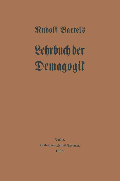 Book cover of Lehrbuch der Demagogik (1905)