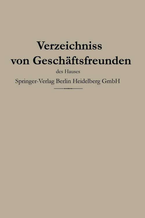 Book cover of Verzeichniss von Geschäftsfreunden des Hauses (1850)