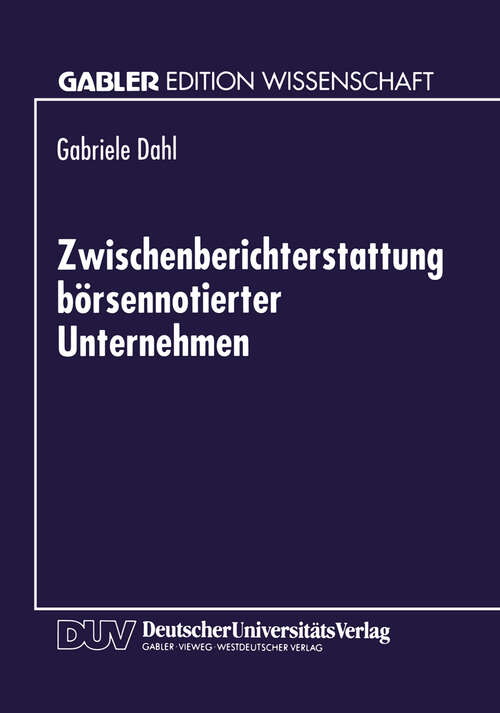 Book cover of Zwischenberichterstattung börsennotierter Unternehmen (1995)