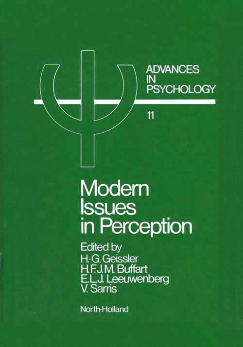 Book cover of Modern Issues in Perception (ISSN: Volume 11)