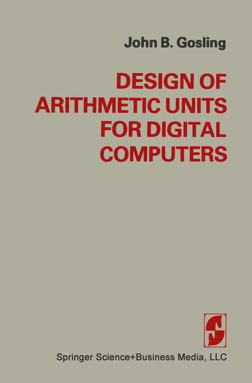 Book cover of Design of Arithmetic Units for Digital Computers (1980)