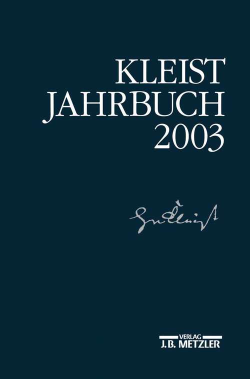 Book cover of Kleist-Jahrbuch 2003 (1. Aufl. 2003) (Kleist-Jahrbuch)